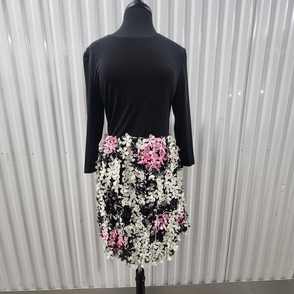 Samuel Dong Black/Pink 3D Flower Dress